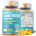 Zuckerfreie Magnesium Glycinat-Gummien 400mg mit Ashwagandha, B1, B3, Rhodiola Rosea & Saffron für Unterstützung Rest, Mood & Calm Magnesium-Gummi für Erwachsene, Kaubare Magnesium-Ergänzung, Vegan, 120Ct