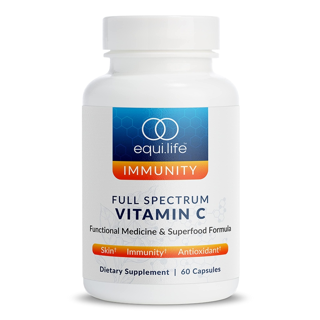 Equilife Full Spectrum Vitamin C Supplement mit Quercetin, Hibiscus und Rutin, Pflanzenbasierte Antioxidante Formel, Glutenfrei, Soja und Dairy frei, Non GMO, einfach zu bedienen, 60 Kapseln