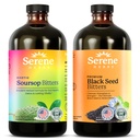 Serene Kräuter Soursop Bitters Liquid & Black Seed Bundle – Bio Kräuter Guanabana für Verdauungsunterstützung & Immungesundheit – Vegan, Non-GMO – 32 oz (16 oz Jeder), 32 Servierungen