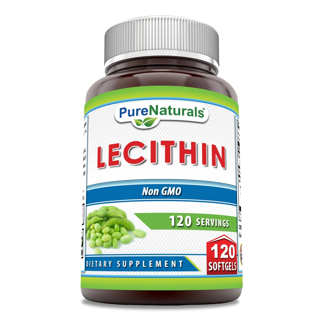 Pure Naturals Lécithine 1200 mg softgels Supplement : haute puissance : non-OGM : sans gluten (compte 120)