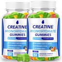 Kreatin Monohydrat-Gummi 5000mg Kreatin für Damen und Herren 2 Packungen, Kreatin Monohydrate Kaue für Boost Focus, Muskelkraft, 5g Kreatin Monohydrat pro Servierung, Zuckerfrei, Vegan
