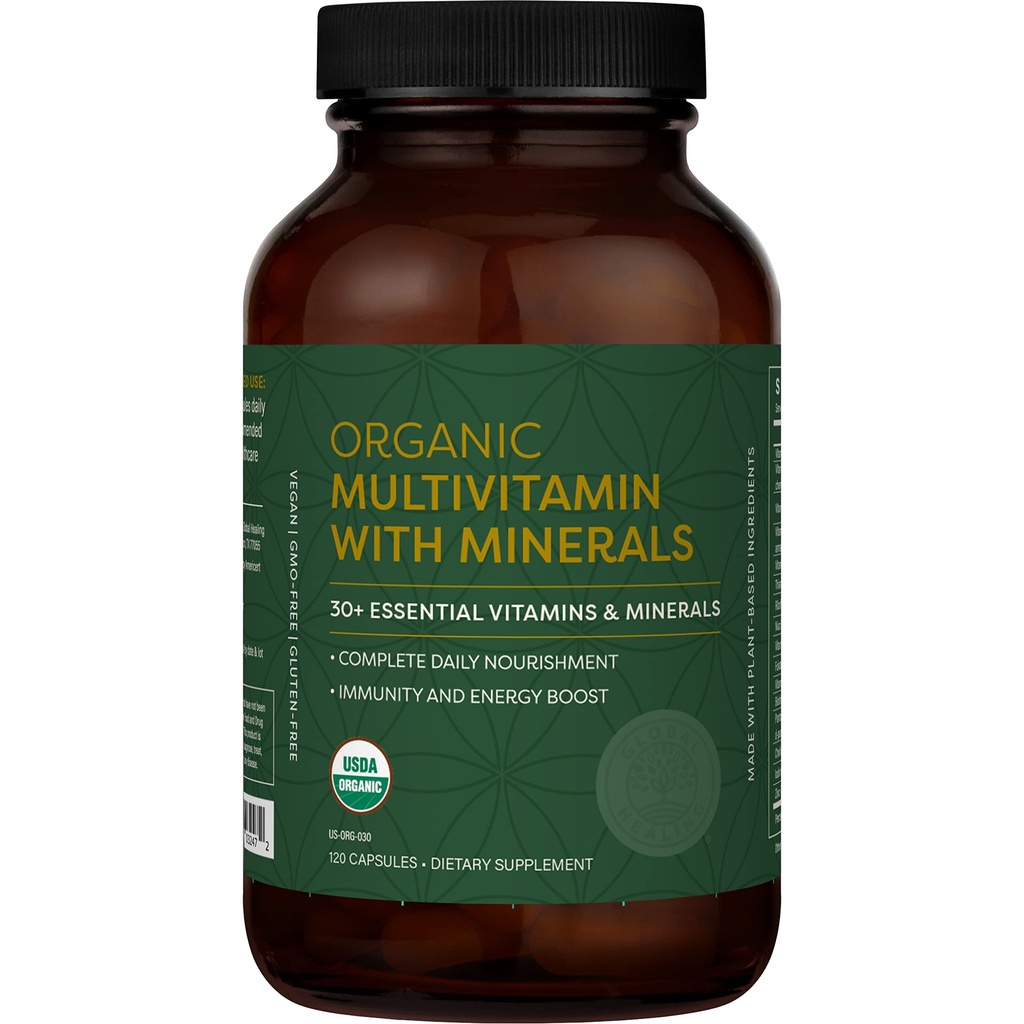 Global Healing Center - USDA Organic Multivitamin für Damen und Herren - Vitamine Include A, C, D, & More for Your Overall Health & Wellness Needs - Complete Daily Multi Vitamin Nourishment (120 Kapseln)