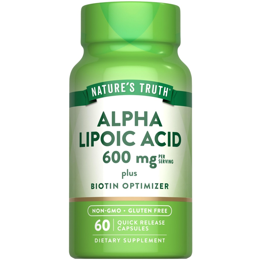 Nature's Truth Alpha Lipoïque Acid 600mg.Plus Biotine Optimizer.60 Capsules.