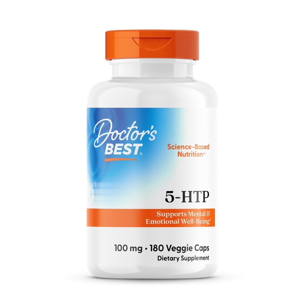 Les meilleurs médecins 5-HTP, soutient le bien-être mental et émotionnel, non-OGM, sans gluten, sans soja, végan 180 capsules de légumes