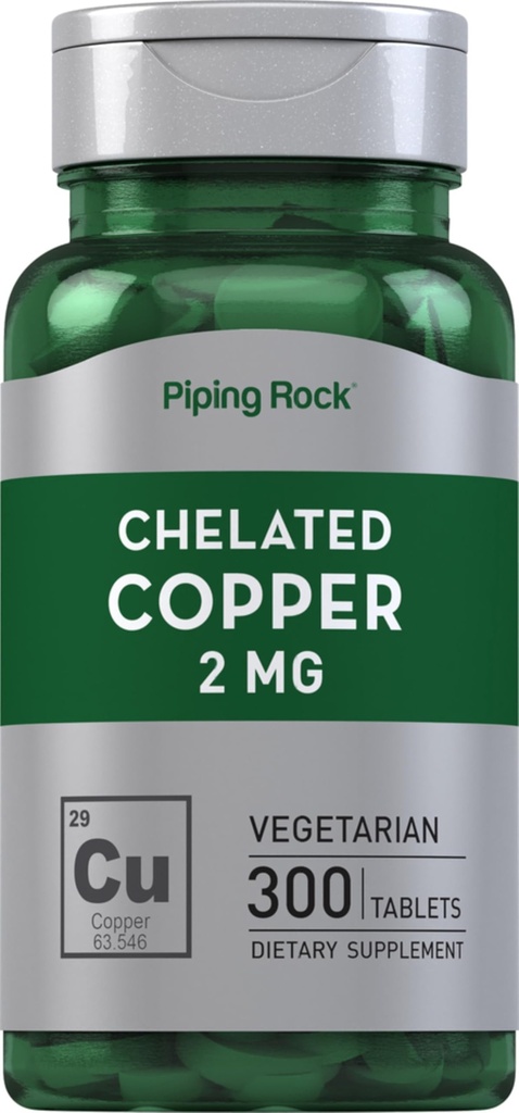 Piping Rock Chelat Kupfer 2 mg Ergänzung | 300 Tabletten | Vegetarisch, Non-GMO, Glutenfrei