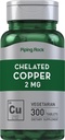 Piping Rock Chelat Kupfer 2 mg Ergänzung | 300 Tabletten | Vegetarisch, Non-GMO, Glutenfrei
