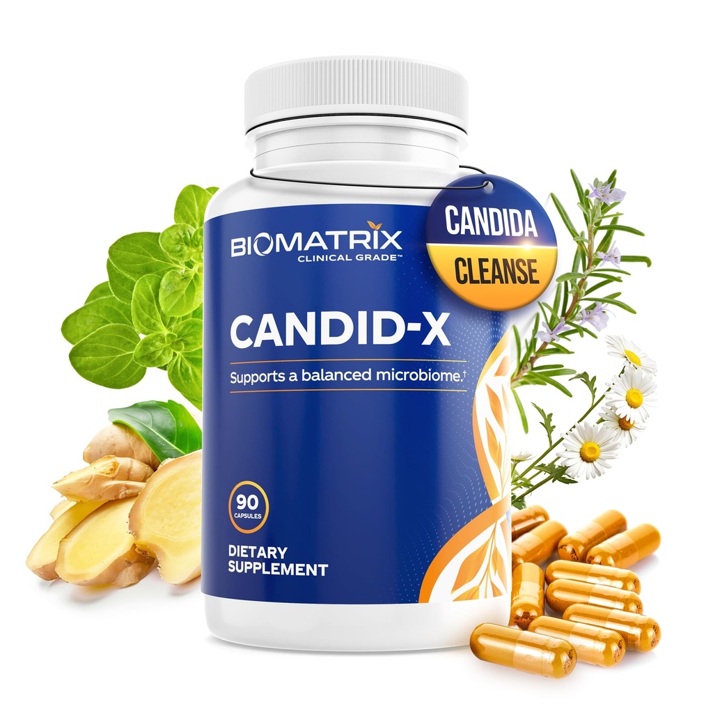 BioMatrix Candid-X Gut Cleanse mit Berberine, Oregano, Natrium Caprylate, Kamille, Ingwer, PAU D'arco, Verdauungsergänzung für Männer und Frauen | 90 Kapseln