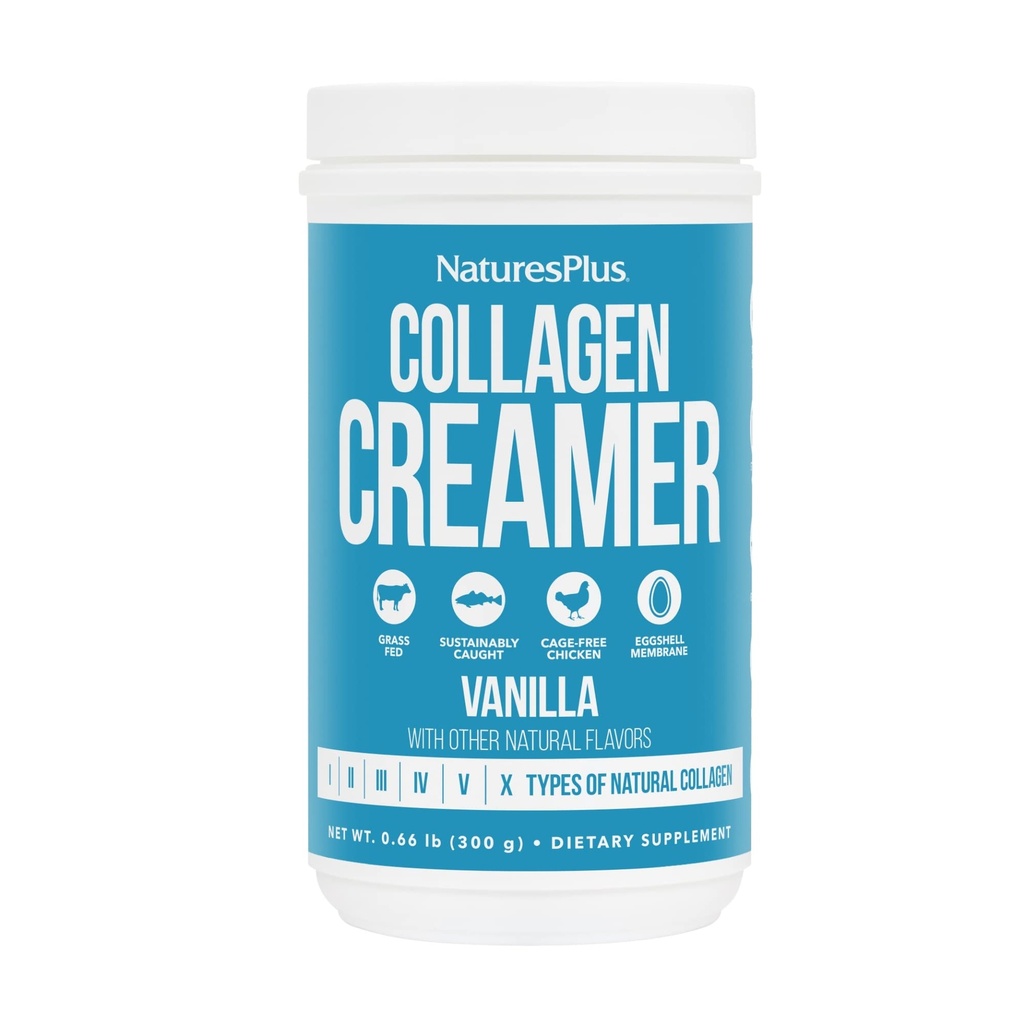 NaturesPlus Collagen Creamer, Vanille - 0.66 lb Powder - Haar, Haut, Nagel & Gelenke Gesundheit, Immunsystem-Unterstützung - Non-GMO, Glutenfrei - 12 Portionen