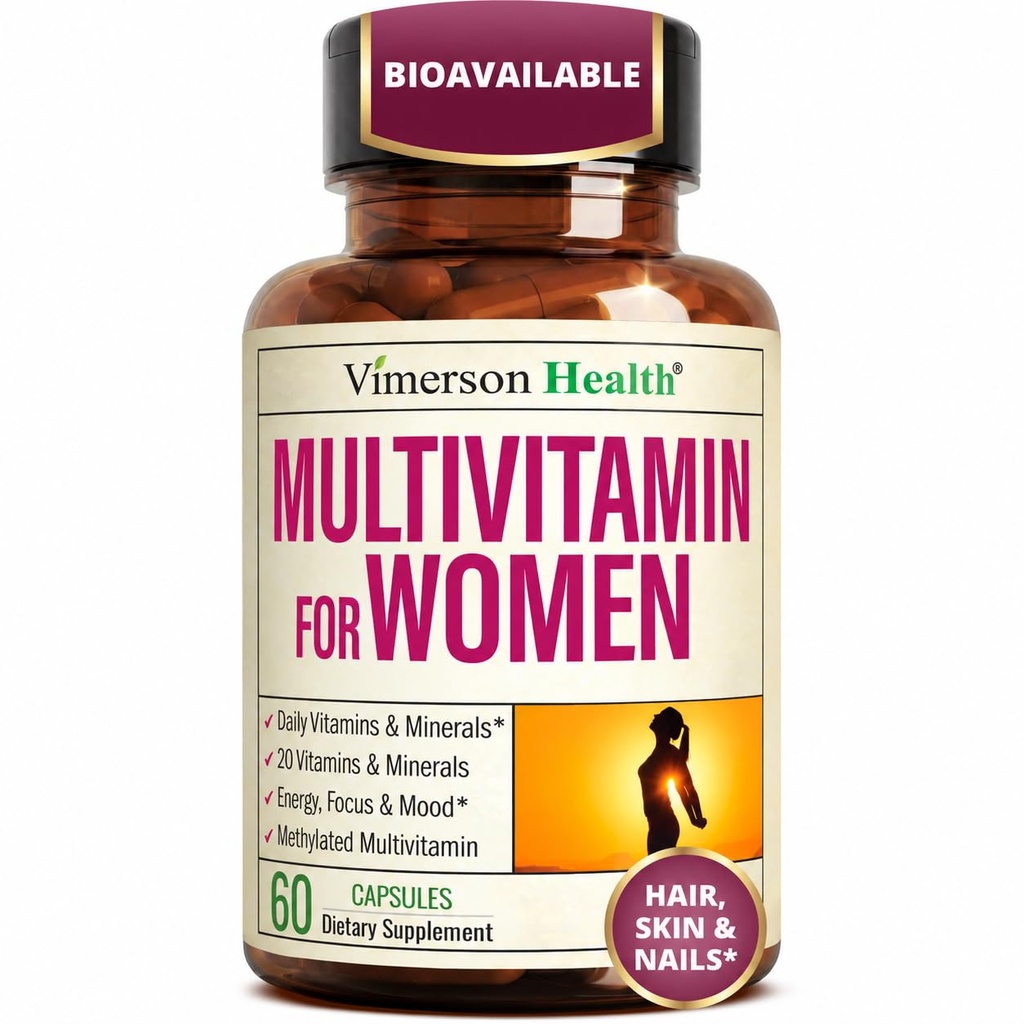 Multivitamine pour les femmes avec des vitamines méthylées et des minéraux chélatés pour l'énergie, Focus et la santé immunitaire – Multivitamines et multiminérales premium quotidiennes pour femmes – 60 capsules