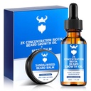 Huile de croissance et baume de la barbe - Kit de croissance de la barbe avec la biotine de concentration 2X pour les hommes, ingrédients naturels avec huile d'argan, huile de jojoba et vitamine (sandalwood)