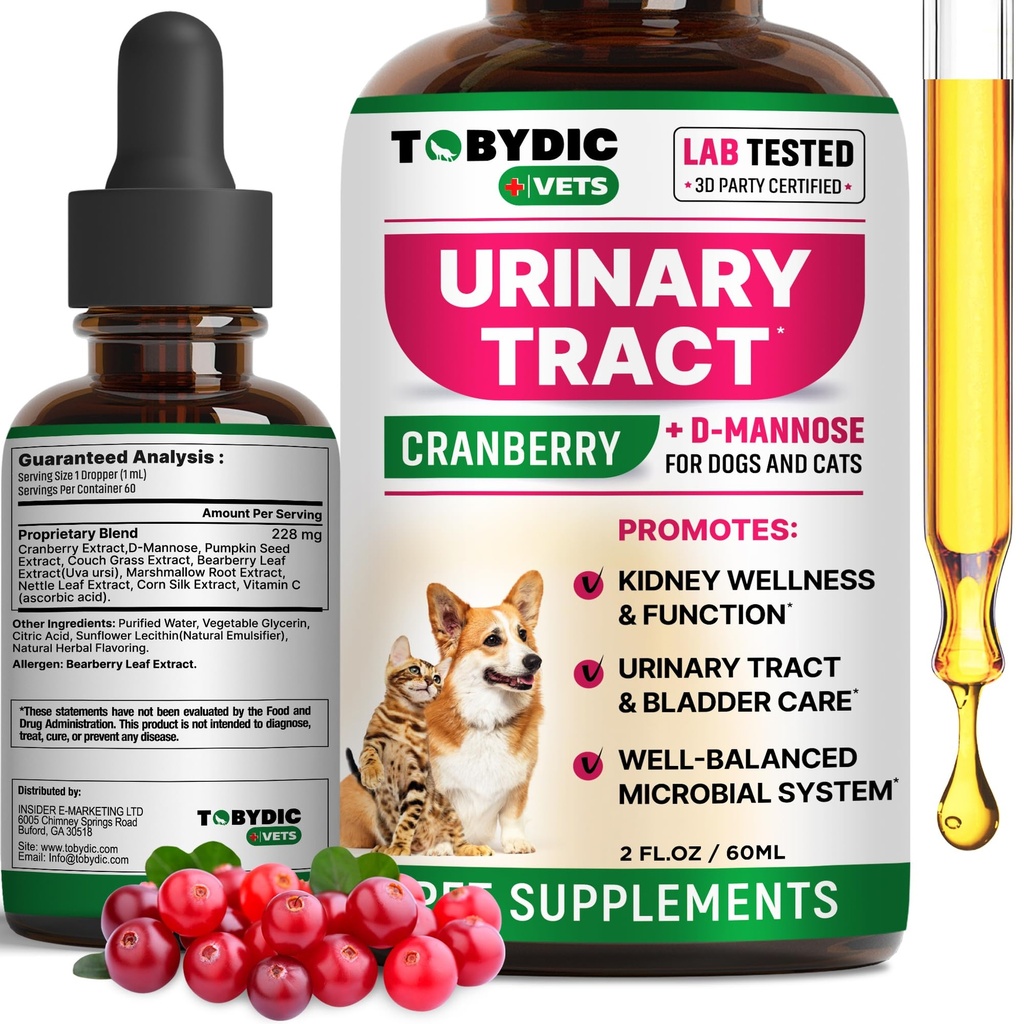 Cat & Dog Natural UTI Medizin & Urinary Tract Infektion Behandlung mit Cranberry - Kidney + Bladder Support Supplement - Best Prevention für Urin Incontinence & Bladder Stones - Pet Renal Health