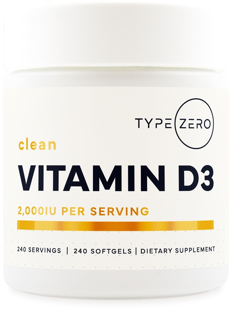 Type Zéro Vitamine D3 2000 iu, 240 Softgels - Non-OGM et sans gluten