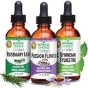 Botanische Wahl Leidenschaft Blume, Rosmarin Blatt, & Gymnema Sylvestre Extrakte Bundle – Tägliche Gesamt Wellness Kit für Gesamt Wohlbefinden (1 fl. Oz. Jeder)