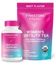 Pink Stork Fertility Bundle pour les femmes – Thé Conception + Soutien Vitamine Prénatale avec Inositol, Vitex, Folate & Ashwagandha – Soutiens Hormone Balance, Cycle Santé et Préconception Bien-être