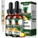 (2 Pack) Magnesium-Glycinat-Ergänzung, flüssiges Magnesium-Glycinat Flüssigkeitstropfen 500mg-Support Stress Relief, Entspannung, Stimmung, Schlaf, Knochen & Muskel-4 Fl Oz, Vegan, Ananas Flavor
