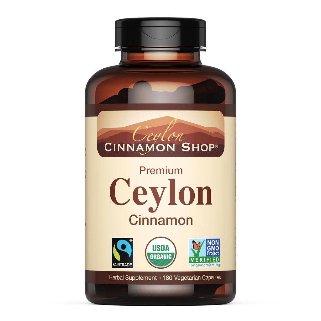 Ceylon Cinnamon Shop Organic Ceylon Cinnamon (100% Zertifiziert) Ergänzung, 180 Kapseln, 3 Monate Versorgung