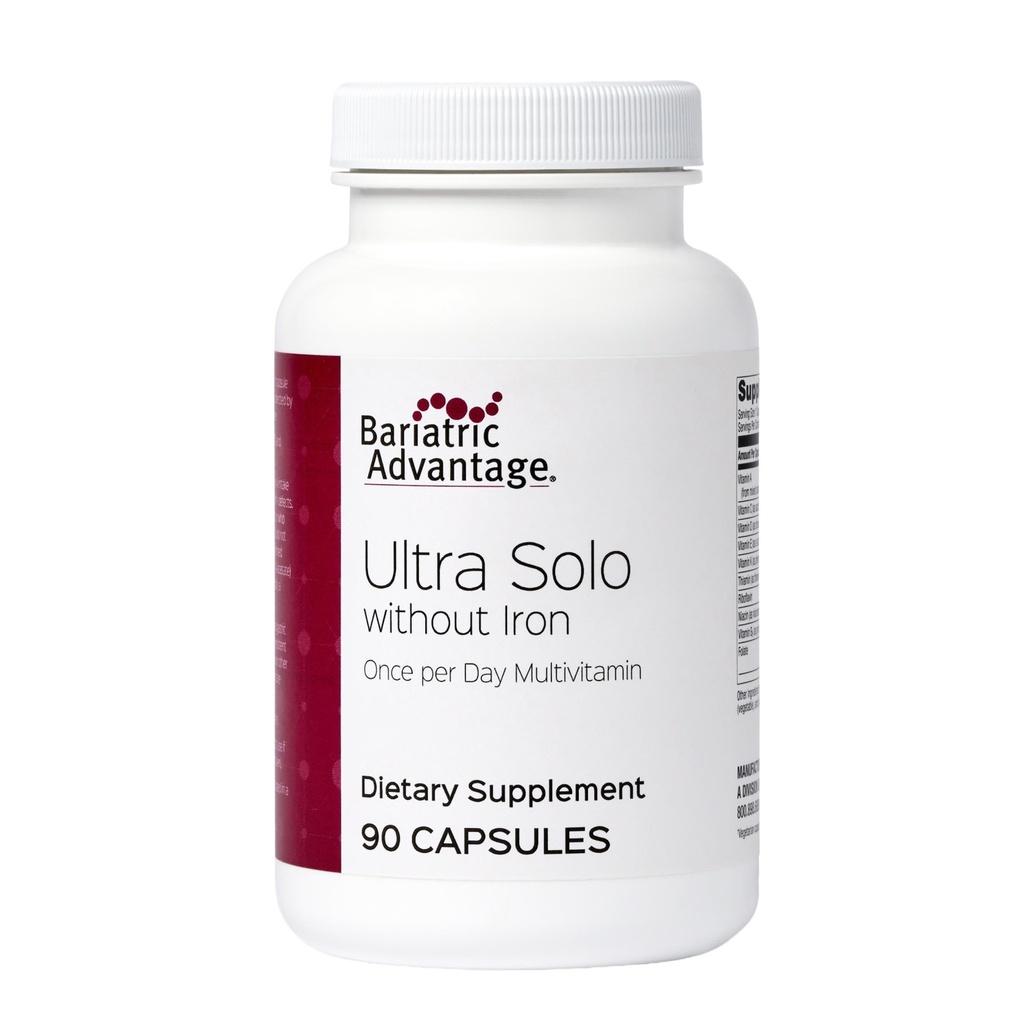 Avantage bariatrique Ultra Solo sans fer - Multivitamine quotidienne une fois par jour - pour les patients bariatriques - avec la thiamine, la vitamine A et plus - Sans gluten - 90 capsules