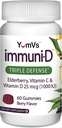 ImmuniD Elderberry Gummies von YumVs | Dreifache Verteidigung Vitamine mit Sambucus Elderberry, Vitamin C & Vitamin D | Komplette Immunsystem Unterstützung für Frauen und Männer | Natürliche Berry Flavor-60 Count