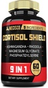 9in1 Cortisol Shield - Ashwagandha & Magnesium Glycinate, Rhodiola, Phosphatidylserine, L-Theanin, Licorice Root, St. John's Wort, Lions Mane - Mind & Mood, Restful Night Support - 60 Kapseln