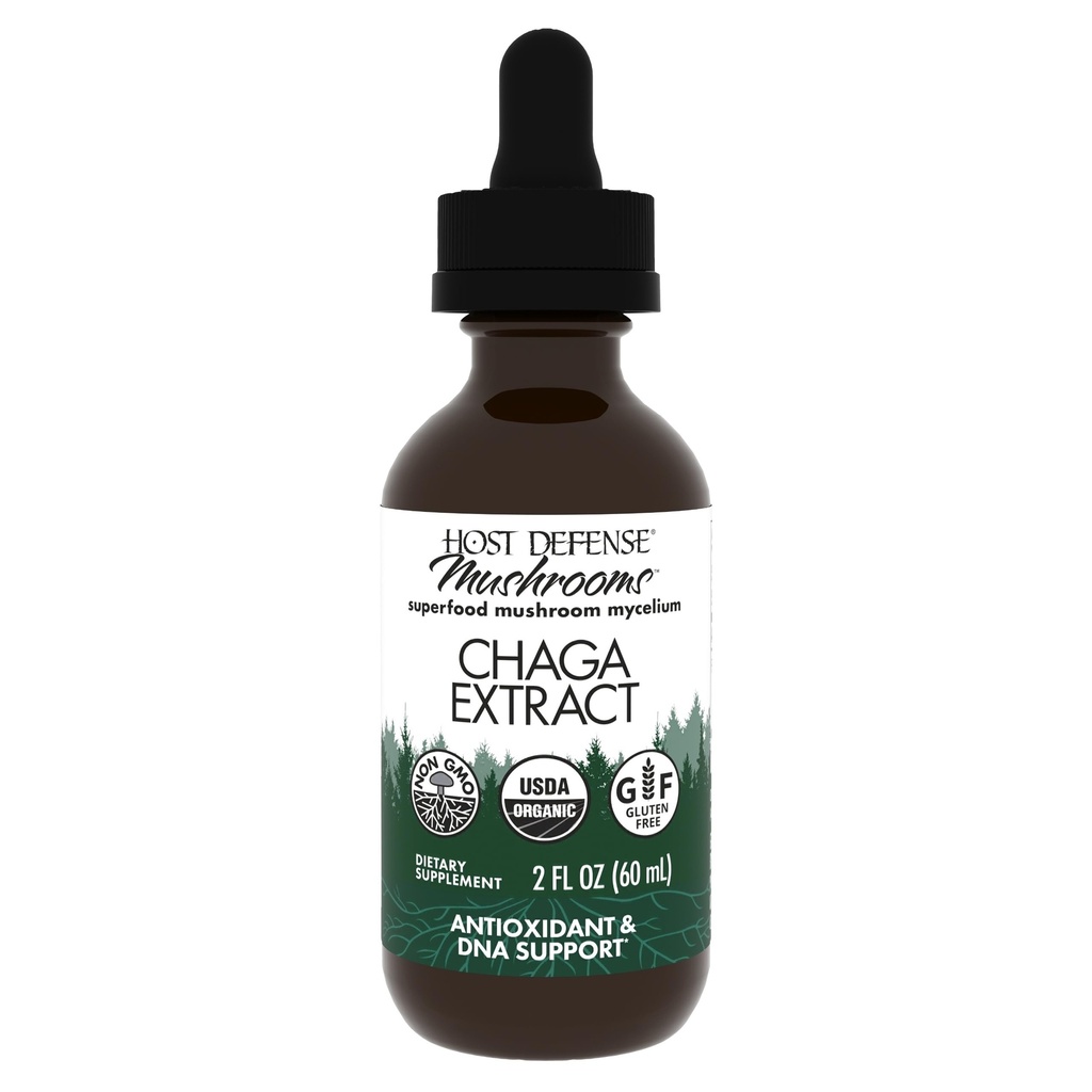 Host Defense Chaga Extract - Immunsystem-Supplement - Chaga Pilze für Antioxidantien-Aktivitätsunterstützung - Flüssige Ernährungsergänzung - 2 fl oz (60 Servietten)*