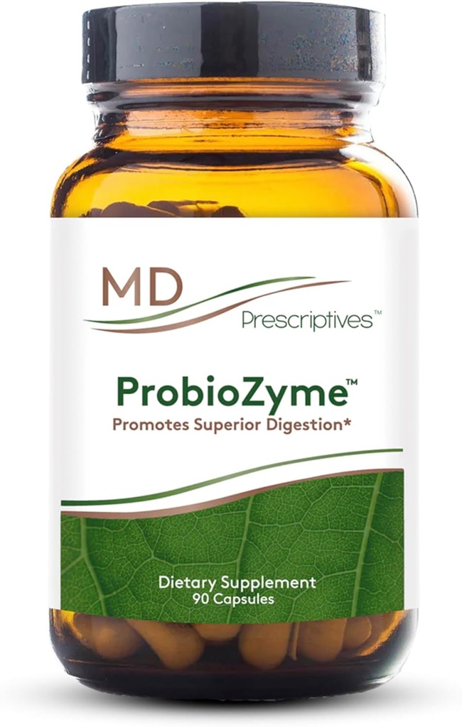 MD Prescriptives - ProbioZyme - Vegetarische Verdauungsenzyme - Ergänzung für Verdauungs- und Gutgesundheit - 90 Kapseln