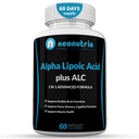 Alpha Acid Lipoic Plus Acetyl L-Carnitine Antioxydant Supplément ALA ALC pour une fonction cérébrale saine et la force musculaire, focale, mémoire et fonction cognitive pour les femmes et les hommes - 60 Capsules de Neonutrix