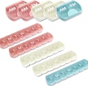 10 Pack (Semaine et jour), 2 fois par jour (AM/PM) + Organisateur de pilules de 7 jours, planificateur de vitamines, grande capacité, cas de pilule de voyage pour les médicaments/vitamines/huiles de poisson/compléments, rose/blanc/bleu