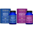 FRISKA Mens & Nightly Probiotic Bundle | Verdauungsenzyme & Probiotics Supplement | Male & Nightime Digestion & Bloating Support | 30 Kapseln pro Flasche