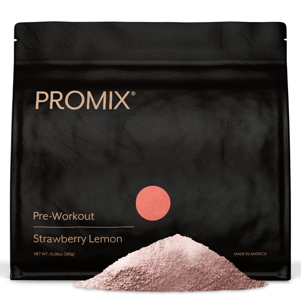 Promix Pre-Workout-Pulver, Erdbeere Zitronen – Boosts Focus, Energy & Endurance – Mit Koffein, B12, Beta-Alanine & L-Tyrosine – Gluten & Dairy-Free, 10.05 Unze