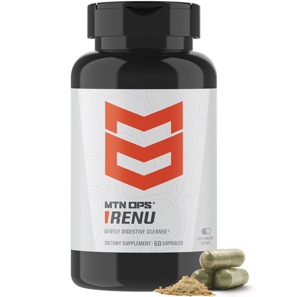 MTN OPS Renu für gentle Digestive Cleanse, Psyllium Husk Pulver für Verdauungs- und Stoffwechsel Booster, 60 Kapseln, 30 Portionen