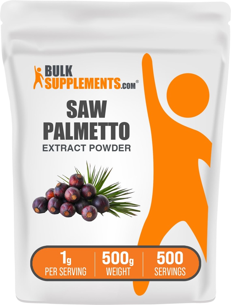 BulkSupplements.com Saw Palmetto Extrakt Pulver - Serenoa Repens, Saw Palmetto Supplement, Kräuterergänzung - Vegan & Glutenfrei, 1g pro Servierung, 500g (1.1 lbs) (Pack von 1)
