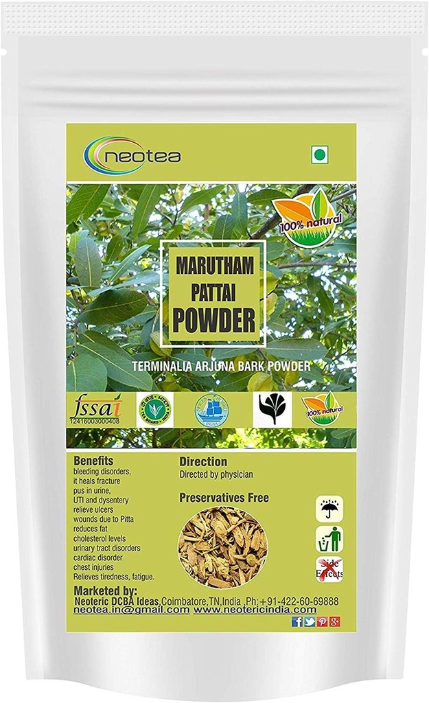 neotea Marutham Pattai Pulver | Organic Arjuna Bark Pulver | Terminalia Arjuna | Ayurvedic Herzgesundheit Pulver 300 GM