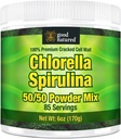 Gute Natured Premium Chlorella Spirulina Pulver | 85 Servierungen | Non-GMO | Sonnenlicht Grown | Deep Green Farbe | Gecrackte Zellwand | Alkalyzing | High Protein | Vegan Organic Capsules | Bergwasser