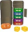 Organisateur hebdomadaire de pilules 2 fois par jour, Humidité-Proof, Compartiments amovibles, AM PM Pill Box 2x 7 jours, Organisateur de pilules pour pilules/huile de poisson/médication/vitamine/Suppléments (noir + coloré)