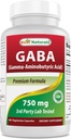 Best Naturals Supplément GABA 750mg 180 Capsules de légumes, aide au sommeil naturel