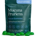 Supplément à la dopamine - Mucuna Pruriens sans sucre Gummies (2g/servant) Énergie & Focus Gummies - Potent Mucuna Pruriens Supplément d'extrait pour l'humeur calme et la motivation, végétalien, non-OGM, sans gluten, 60ct