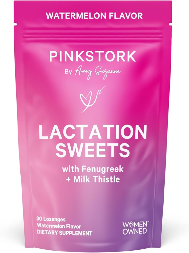 Rosa Stork Lactation Süßigkeiten Ergänzung, Stillen Snacks mit Fenugreek und Milchdistel zur Unterstützung Brustmilchversorgung - 30 Wassermelone Candy Drops (Packaging Mai Vary)