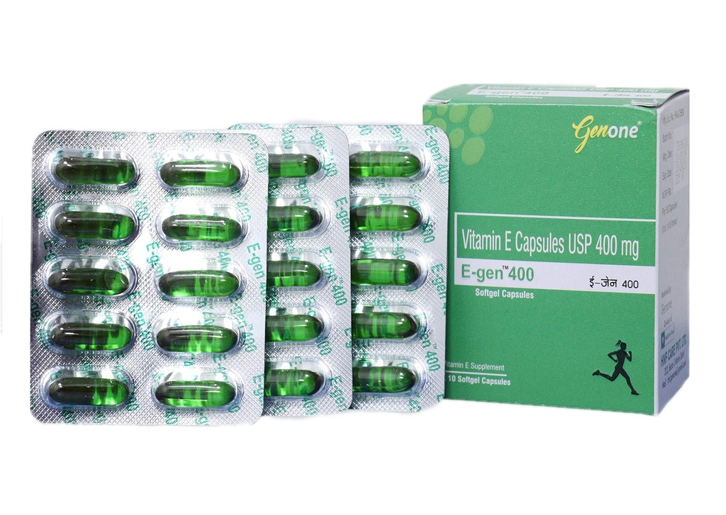 Genone E-Gen 400 Vitamin E Kapsel für Gesicht, Haut und Haarnahrung (30 Kapseln)
