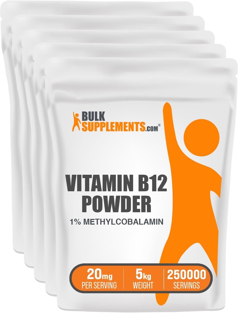BulkSupplements.com Vitamin B12 Methylcobalamin Pulver - 1% B12 Methylcobalamin, Essential B Vitamin - B12 Supplement, Glutenfrei, 20mg pro Servierung, 5kg (11 lbs) (Pack von 1)