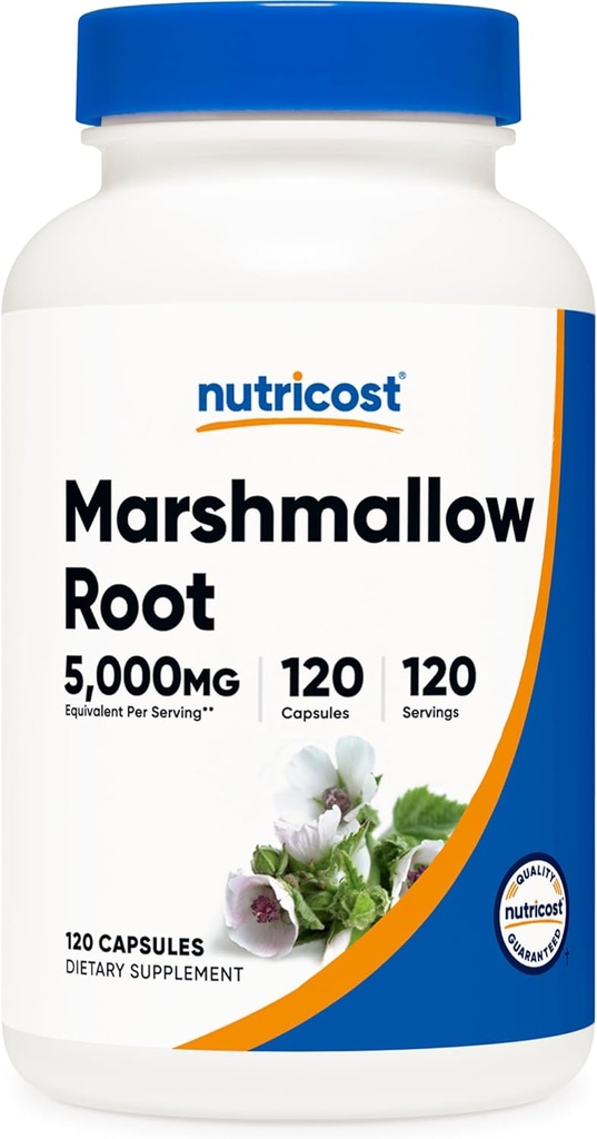 Nutricost Marshmallow Root 5000mg Équivalent, 120 Capsules végétariennes - sans gluten et non-OGM - à partir de 500mg de 10:1 Extrait