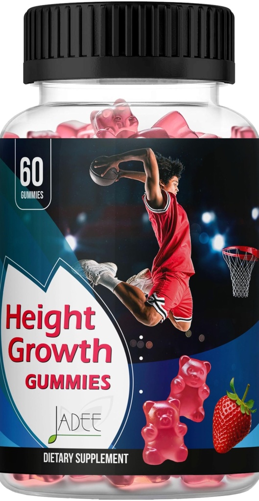 Gommies de croissance de hauteur de jadee pour les adolescents et les enfants Calcium 325mg, vitamines pour adolescents D3,K2,C, Magnésium, Ashwagandha, zinc, L-Arginine - os croissance saine, développement et force - augmentation de la hauteur et immunité