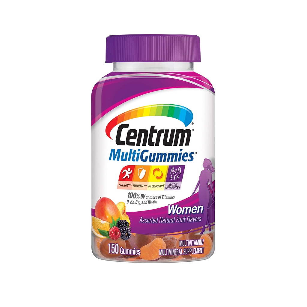 Centrum MultiGummies Gummy Multivitamin for Women, Multivitamin/Multimineral Supplement with Vitamin D3, B Vitamins and Antioxidants, Assorted Fruit Flavor - 150 Count