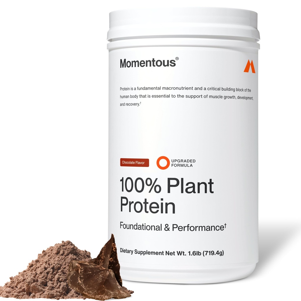 Momentous Vegan Protein Powder - 20 g Pflanzenbasiertes Protein - NSF zertifiziert für Sport - Glutenfrei - Non-GMO - 22 Servierungen für essentiellen Alltag - Schokolade