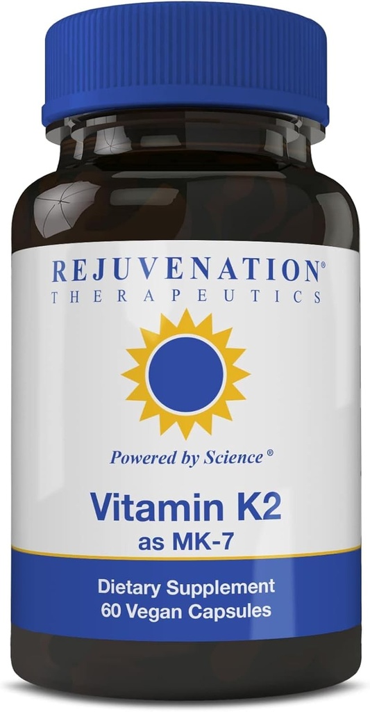 Verjüngungstherapie Vitamin K2 MK-7 | 60-Day Versorgung, hohe Potenz (300mcg) | Einfach zu schlucken Vegetarische Kapseln