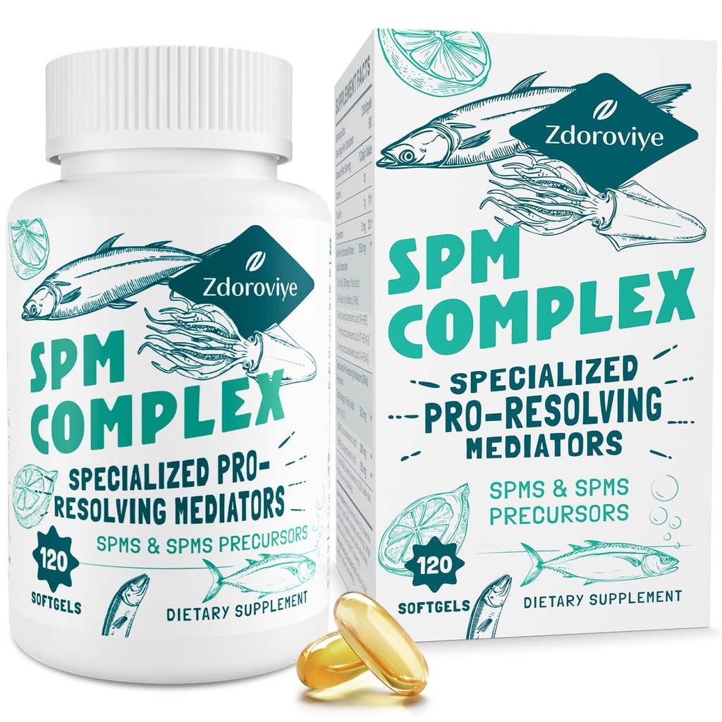 Specialized Pro-Resolving Mediators and SPMs Precursors Complex, SPM Supplement für Balanced Immune Response, Gehirn, Tissue & Cellular - 120 Softgels