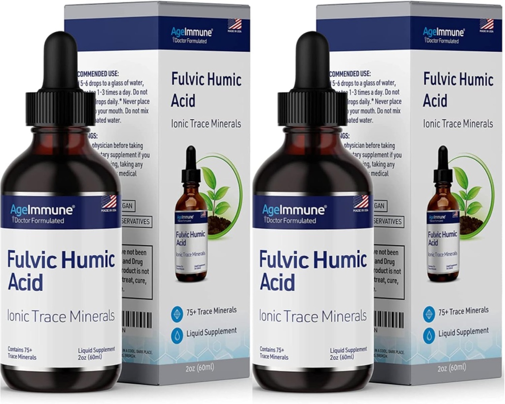 Fulvic Humic Acid Liquid Supplement. Pflanzen abgeleitete Mineraltropfen, über 75 Trace Minerals for Energy Boost. Bis zu 8 Monate Versorgung. Konzentration 250%. 2 Unzen jeder. 2 Flaschen.