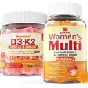 Zuckerfreies Vitamin D3 K2 Gefüllte Gummis + Multivitamin für Damengummis