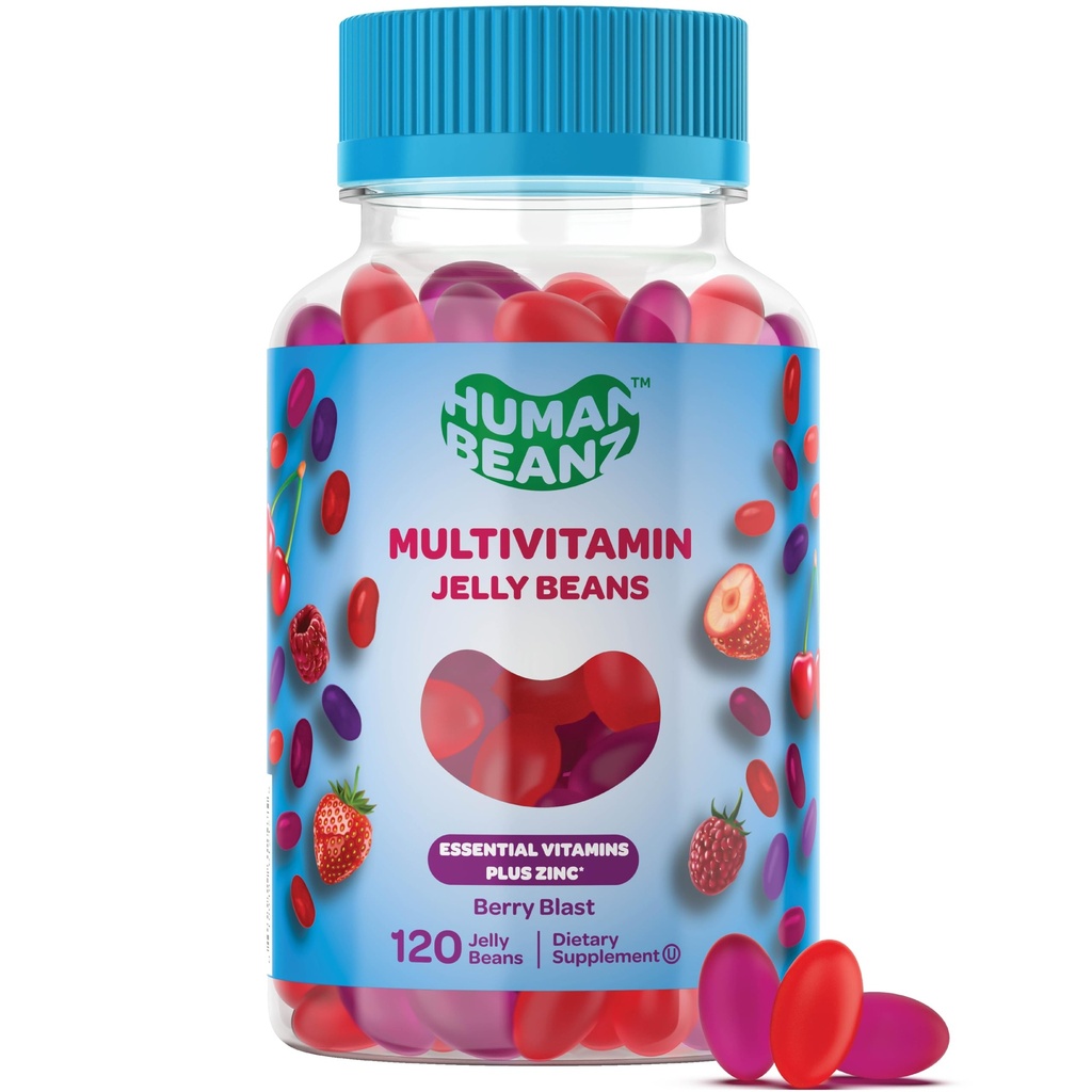 Multivitamin Jelly Bean Gommies avec Zinc pour les hommes et les femmes, Imune Support Dietary Suppléments pour les adultes, Végétarien, 120 Berry Blast Jelly Beans, Kosher