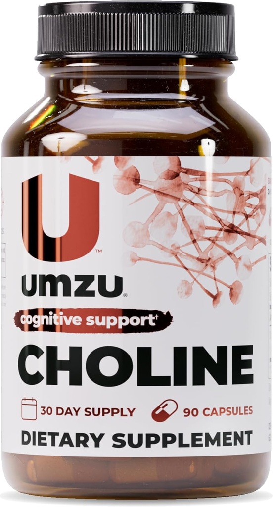 UMZU Choline-Ergänzung für kognitive und hormonale Unterstützung | Acetylcholin Booster hilft Gehirn Fokus, Gedächtnis & Stoffwechsel | fördert Lebergesundheit & Estrogen Balance (30 Tage Versorgung | 90 Kapseln)