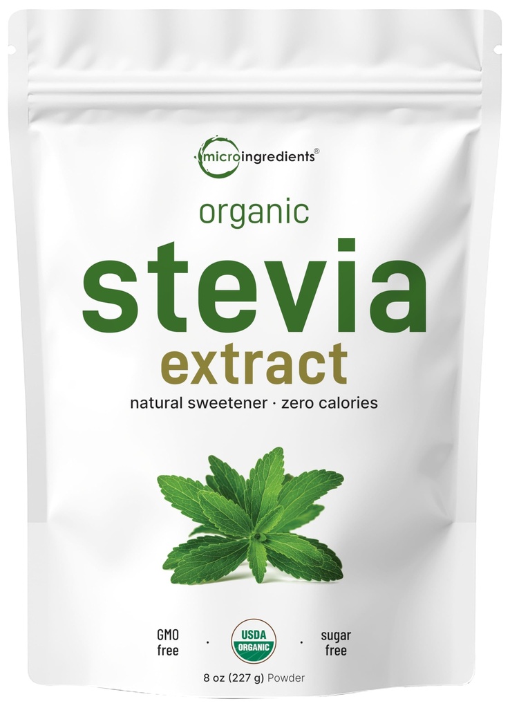 Pure Organic Stevia Powder, 8 Unzen, 1418 Servieren, High Grade Stevia Green Leaf Extract Reb-A, Reduzierte Bitter Nachgeschmack, 0 Kalorien, Natürlicher Süßstoff, Zucker Alternative, Keto Friendly